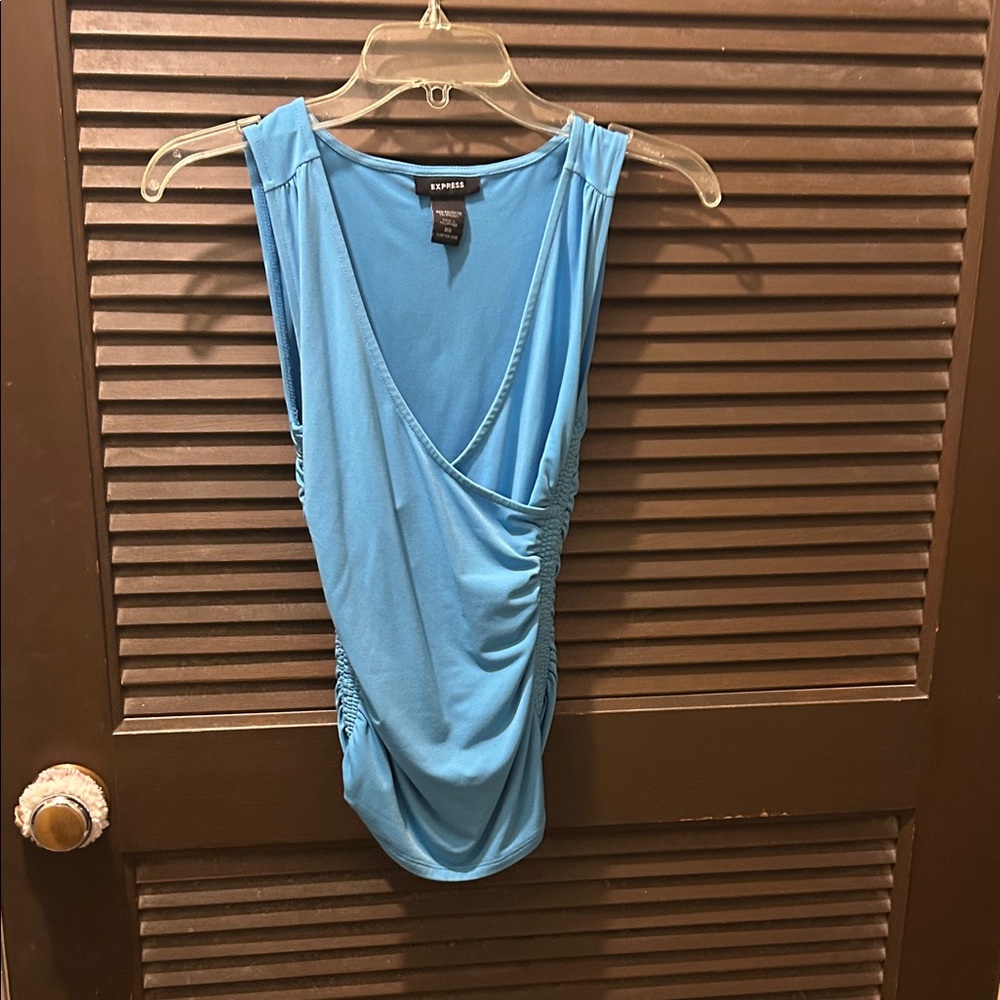 Express Light Blue Wrap Bodysuit